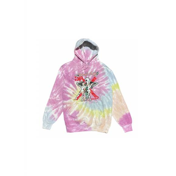 NEW BLEACH GOODS men's check up hoodie in tie dye